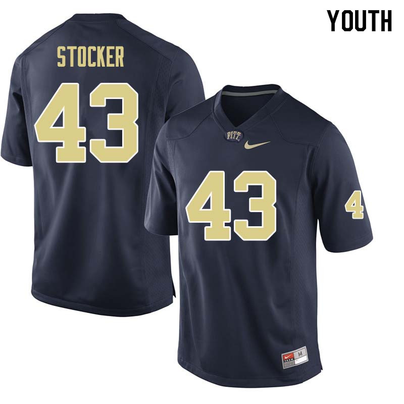 Youth #43 Jay Stocker Pittsburgh Panthers College Football Jerseys Sale-Navy